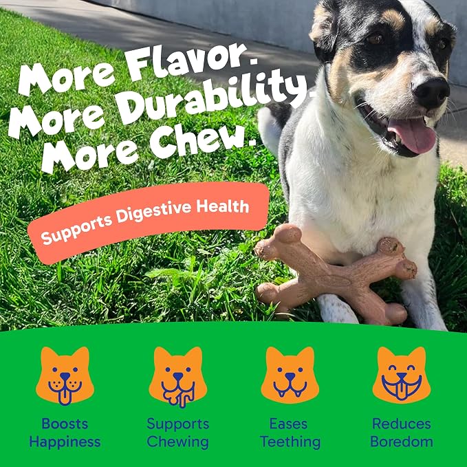 Chew’EMS X Bone Dog Chew Toy for Aggressive Chewers – Long-Lasting Bacon Flavor - Image 3
