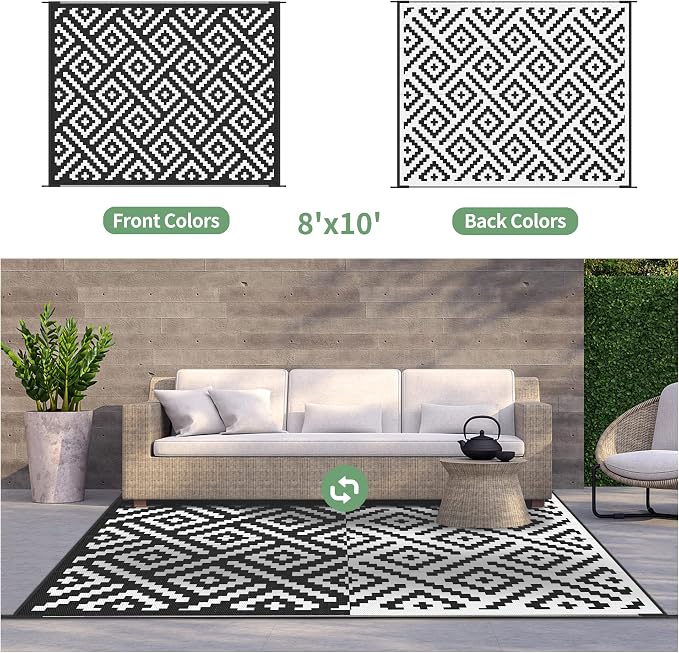 GENIMO Outdoor Rugs 8x10 Waterproof, Reversible Mats, Area Plastic Straw Rug - Image 7