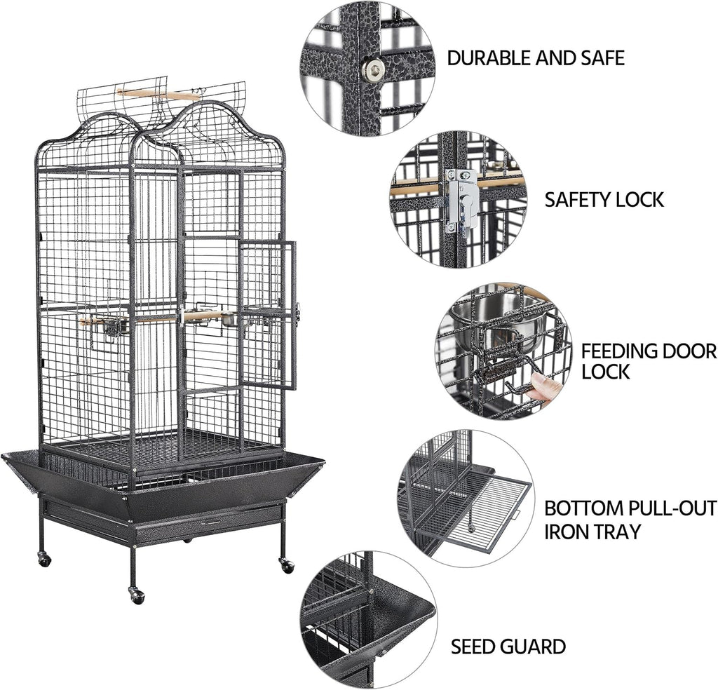 Yaheetech Extra Large Bird Cage 63'' Open Play Top Bird Cage for - GlobalHabitat Supply