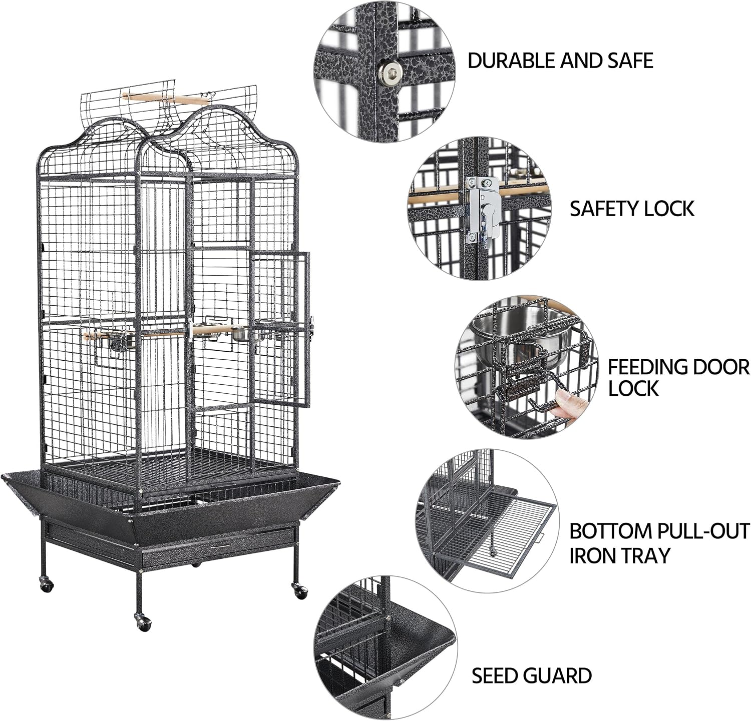 Yaheetech Extra Large Bird Cage 63'' Open Play Top Bird Cage for - GlobalHabitat Supply