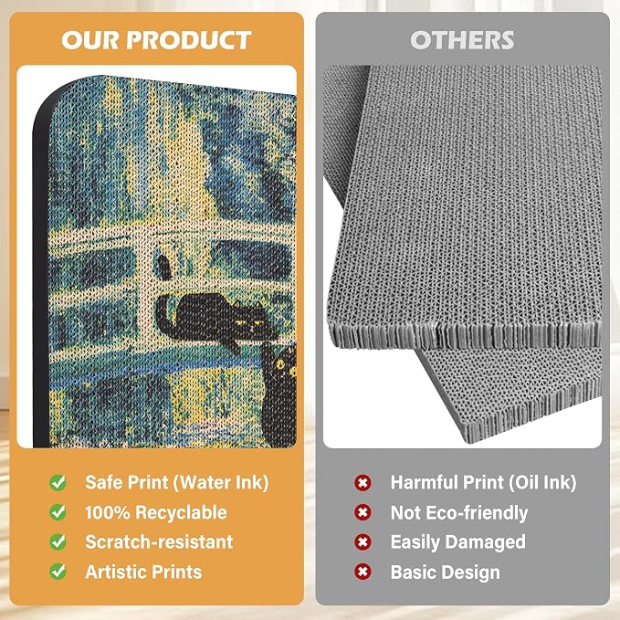 Art Cat Scratcher, Wall-Mountable Cat Scratching Board, Cat Wall Scratcher - Image 6