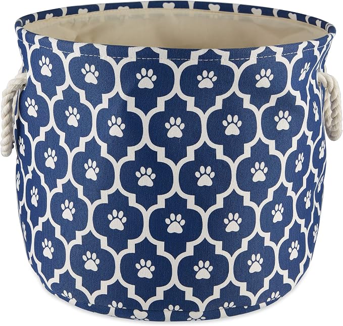 Bone Dry Pet Storage Collection Lattice Paw Print, Nautical Blue, Small Round by BoneDry