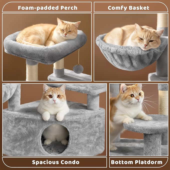 Yaheetech 46in Cat Tree Tower | Multi-Level Indoor Activity Center - Image 3
