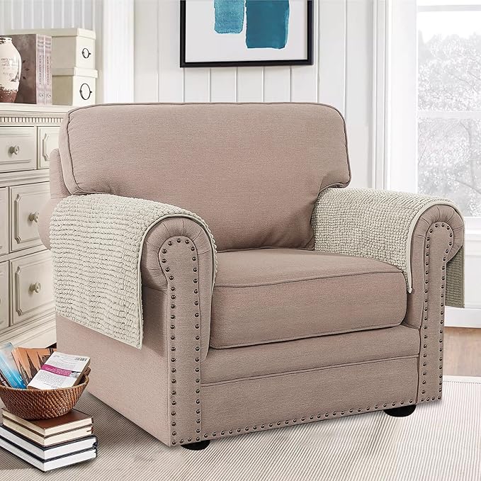 H.VERSAILTEX Plush Chenille Couch Armrest Cover 2 Packs Thick and Soft Sofa - Image 2