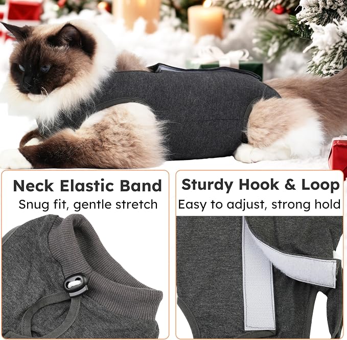Cat Recovery Suit for Spay Abdominal Wounds, Kitten Onesie Bodysuit for Cats - Image 3