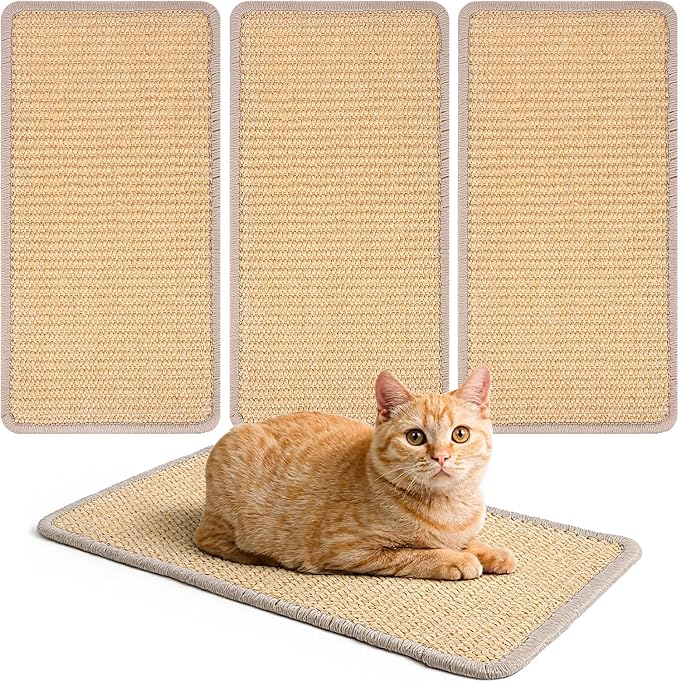 4 PCS Carpet Cat Scratching Mat Sisal, 15.7 x 7.8 inch Natural Sisal Cat by Unknown