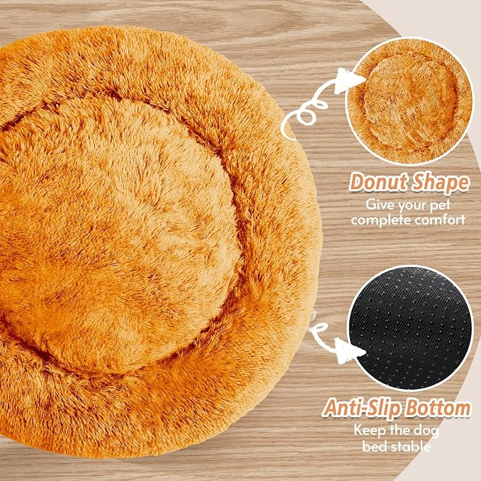 JOLLYVOGUE Calming Dog Bed Medium Size Dog, Anti-Anxiety Donut Medium Pet Bed - Image 3