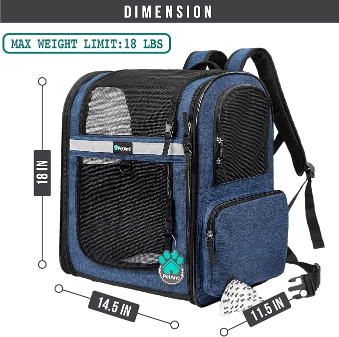 PetAmi Dog Backpack Carrier for Small Large Cat, Ventilated Pet Hiking Backpack - Image 2