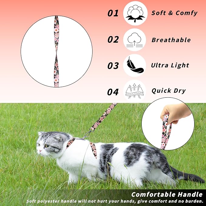 Cat Harness and Leash Set, Adjustable Kitten Harness Escape Proof Cats Harness - Image 3