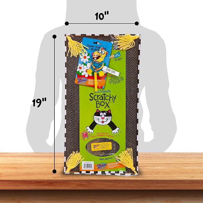 FAT CAT Big Mama's Scratch Cat Toy Box Includes 100% Organic Catnip Grown In - Image 3