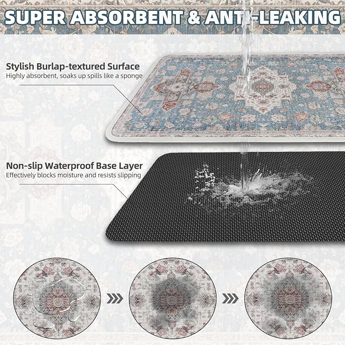 PUPTECK Dog Food Mat, Absorbent Pet Feeding Bowl Mat, Non-Slip Dog Mat - Image 3