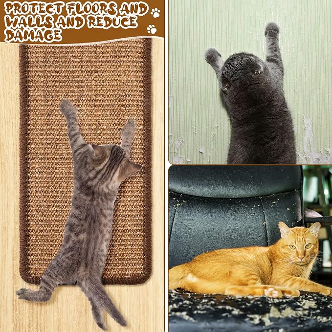 Tuanse 4 PCS Cat Scratcher Mat, 15.7 x 7.8 Inches Sisal Cat Scratching Pad - Image 4