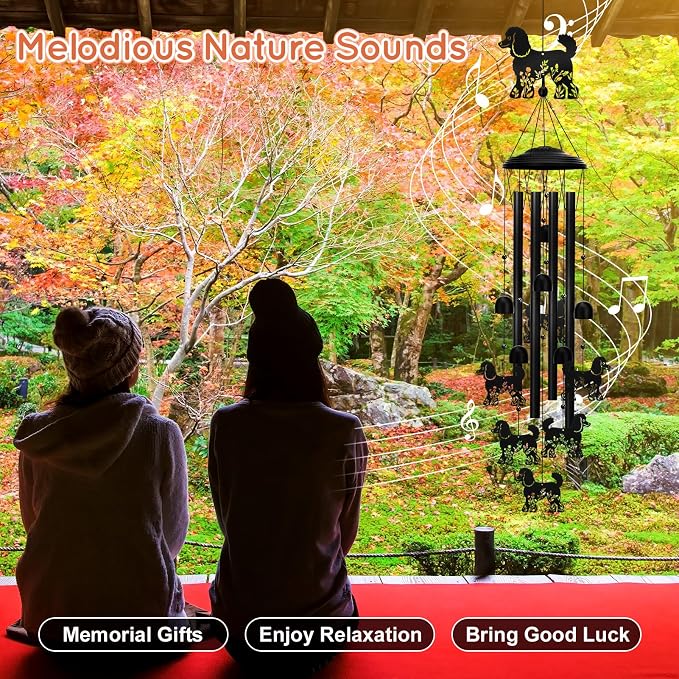Poodle Wind Chimes for Garden, 34.6 Inch Weather-Resistant Metal Windchime - Image 3