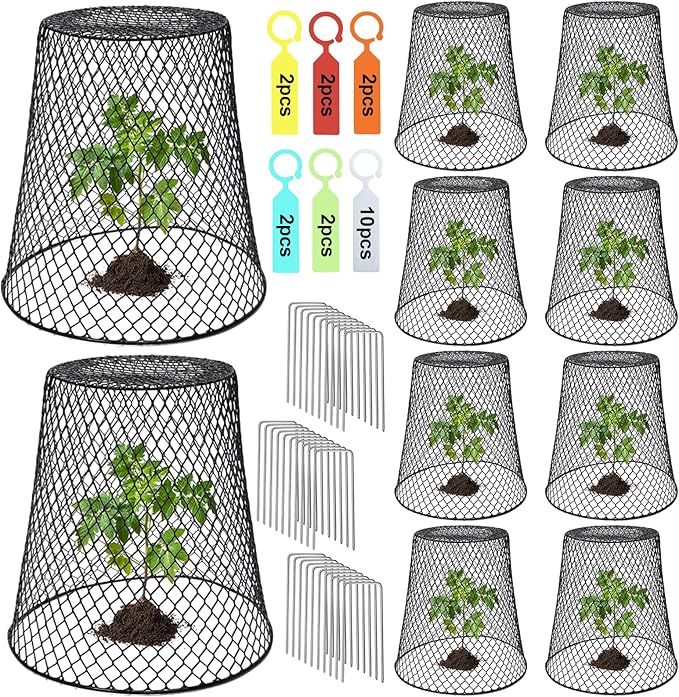 10 Pcs 9"×9" Chicken Wire Plant Protectors from Animals, Plant Cage Garden by Doksving