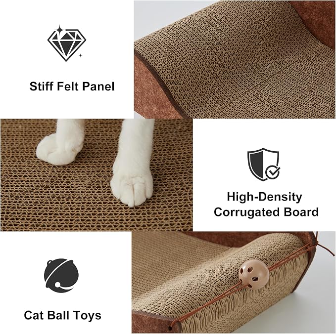 2 Pack 26'' Cardboard Cat Scratcher Bed - Image 8