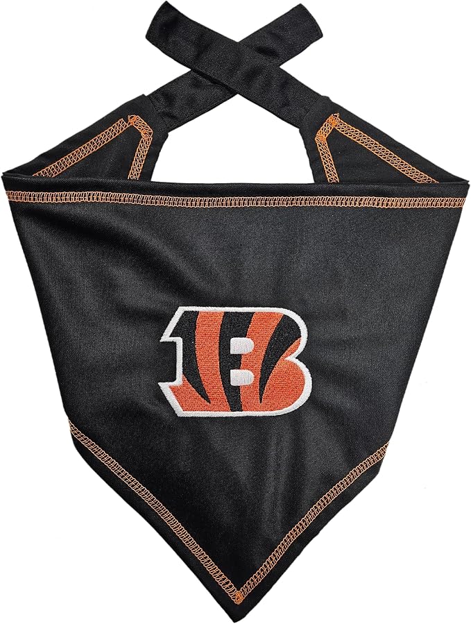 Pets First NFL Cincinnati Bengals TIE Bandana, Small/Medium. Dog Bandana Scarf by PETSFIRST
