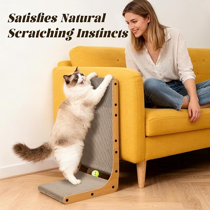 PatiencET L Shape Cat Scratcher, 26.8 Inch Cardboard Scratch Pad - Image 7