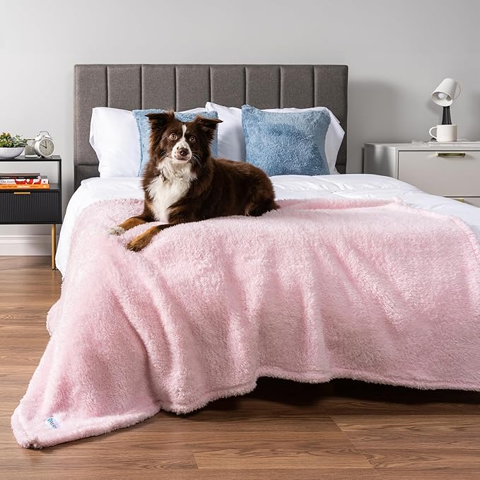 PetAmi Dog Blanket for Large Medium Dogs Pink, Fluffy Soft Puppy Blanket - Image 3