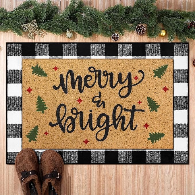 Tinideya 2 Pcs Door Mat Welcome Non Slip Coir Mats Floor Layering Doormats by Tinideya