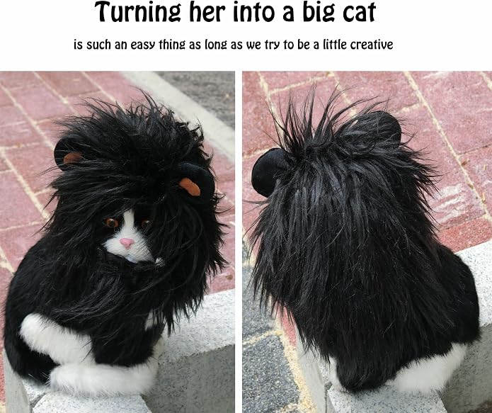 Onmygogo Lion Mane Wig for Cats and Dogs, Funny Pet Cat Costumes for Halloween - Image 5