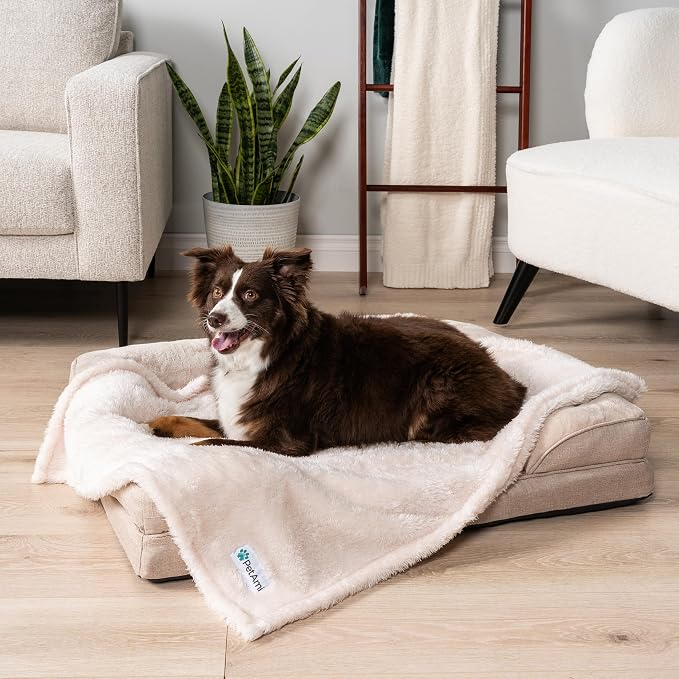 PetAmi Dog Blanket for Small Medium Dogs Beige, Fluffy Soft Puppy Blanket - Image 2