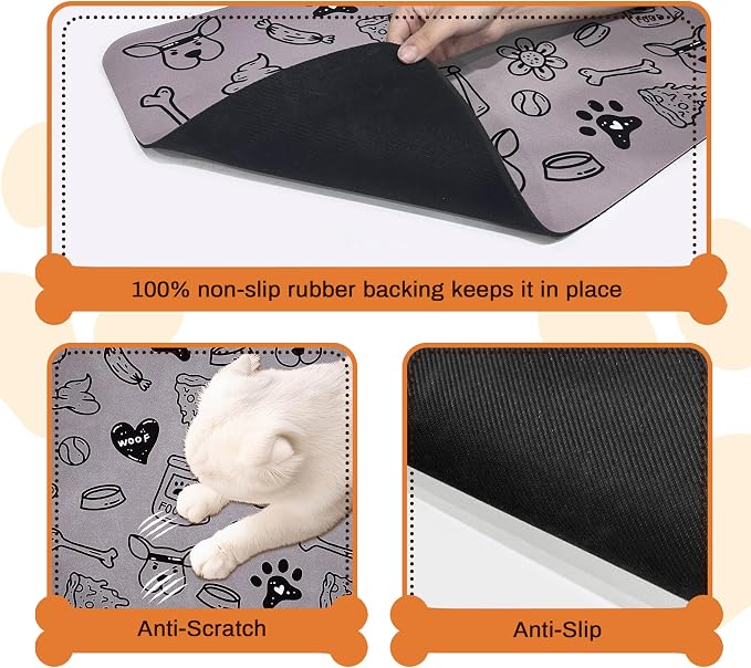 Pet Feeding Mat for Floors Waterproof Dog Mat for Food and Water Absorbent - Image 3