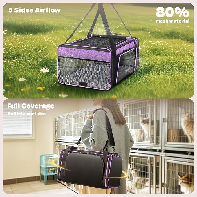 Top and 2 Sides Expandable Cat Carrier 18x13.5x9.5, TSA Airline Approved Dog - Image 3