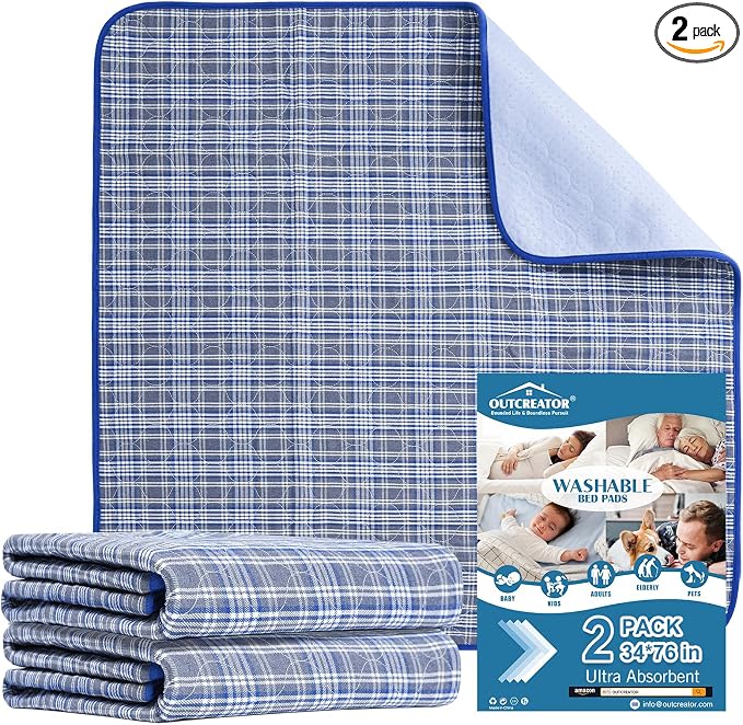 OUTCREATOR® Washable Bed Pads 34" x 76" by OUTCREATOR
