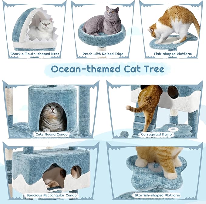 Yaheetech Cat Tree, 72.5inch Ocean-Themed Cat Tower - Image 8