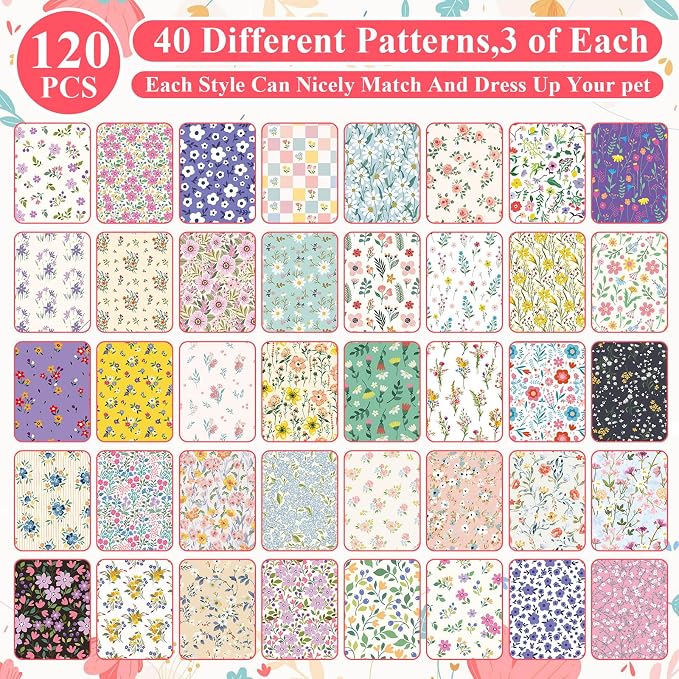 Reginary 120 Packs Spring Dog Bandanas Bulk Flower Dog Scarf Adjustable Holiday - Image 3