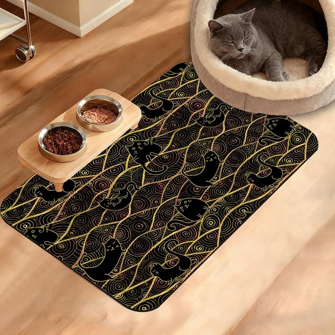 Japanese Cats Feeding Mat, Absorbent Quick-Dry Cat Dog Food and Water Bowl Mats by Unknown