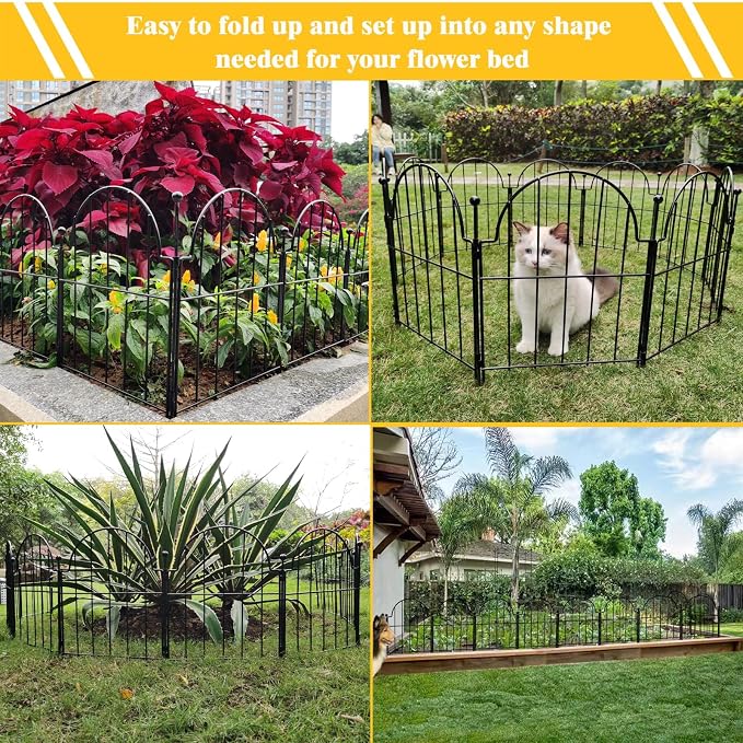 Garden Fence, 22 in x 10.83 ft Arched Rustproof Metal No Dig Fence Garden Fence - Image 5