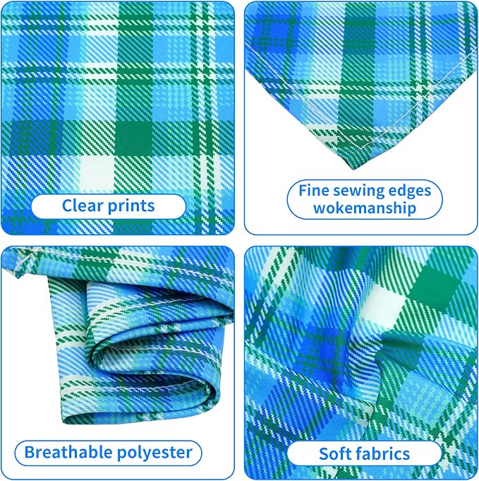 30 Pcs Plaid Dog Bandanas for Small Dogs Stitch Dog Bandana Bulk Reversible - Image 3