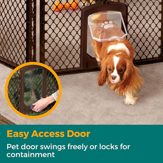 MyPet 8-Panel Petyard Passage: 6.5 ft. Wide 26 in. Tall Brown Freestanding - Image 3