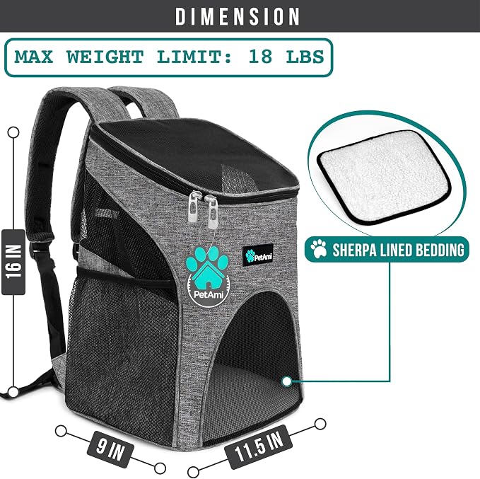 PetAmi Small Dogs and Cat Backpack Carrier, Airline Approved Pet Backpack - Image 2