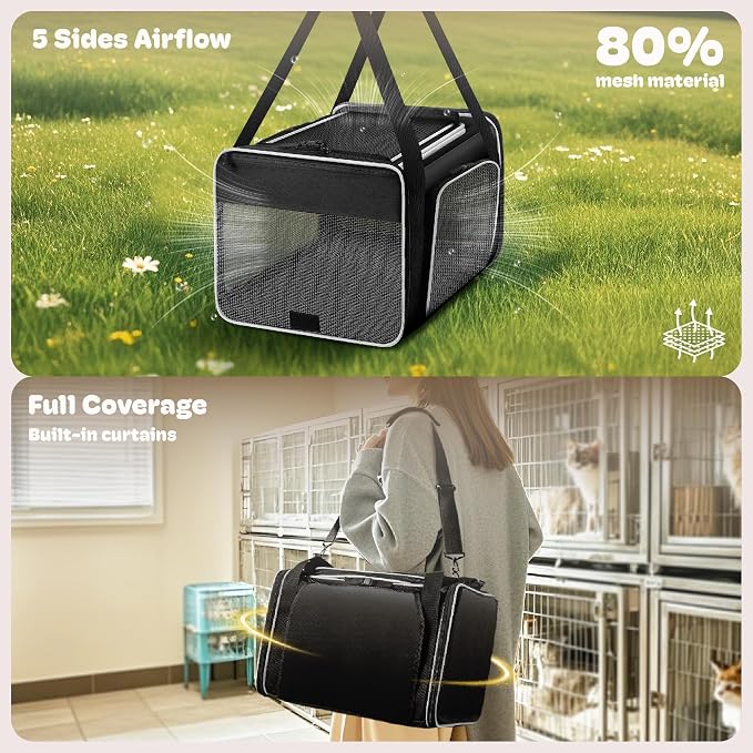 Top and 2 Sides Expandable Cat Carrier 18x11x11, TSA Airline Approved Dog - Image 3