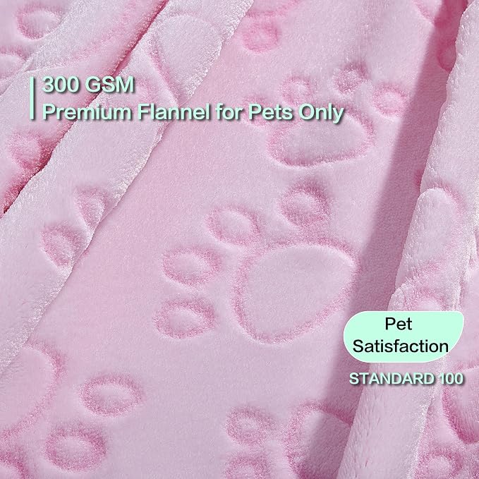 Pink Cat Blanket for Kitten Beds, Flannel Pink Stuff Cute Paw Print, 24 * 32 - Image 2