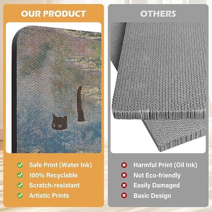 2 Pack Art Cat Scratcher, Wall-Mountable Cat Scratch Pad, Wall Cat Scratcher - Image 6
