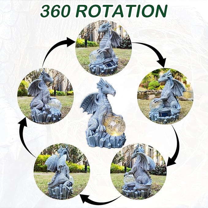 Dragon Solar Garden Statues Outdoor Decoration - Image 4