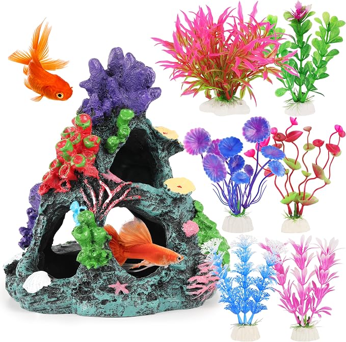 MyLifeUNIT Fish Tank Plants, 7 Pieces Colorful Aquarium Plants and Coral Reef by MyLifeUNIT