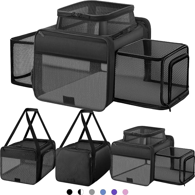 Top and 2 Sides Expandable Cat Carrier 17x11x11, TSA Airline Approved Dog by SHARLOVY