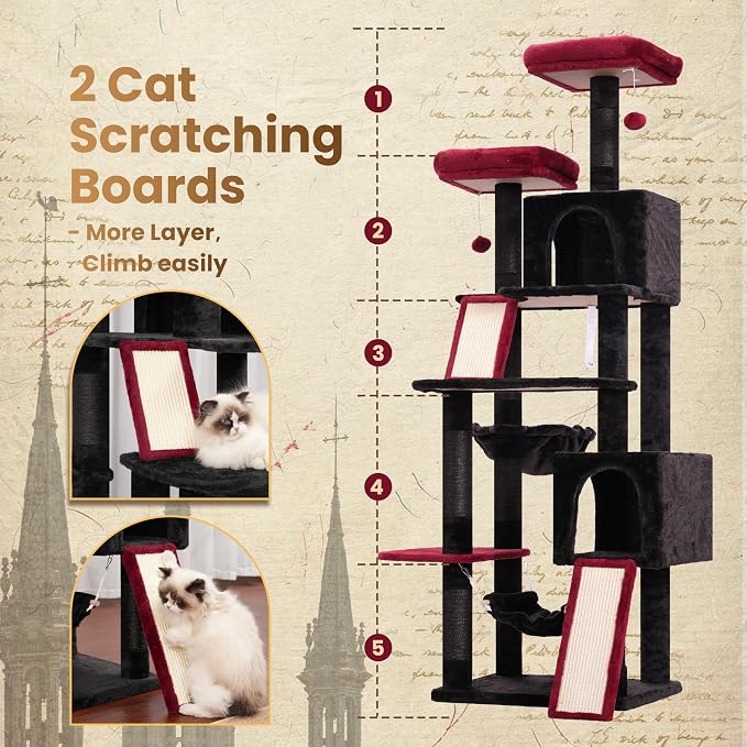 Cat Tree for Indoor Cats, Gothic Sturdy Cat Tree House - Image 2