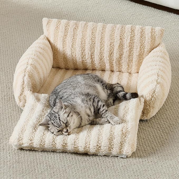 Hollypet Cat Bed Fluffy Plush Mutifuctional Double-Layer Soft Pet Couch - Image 6