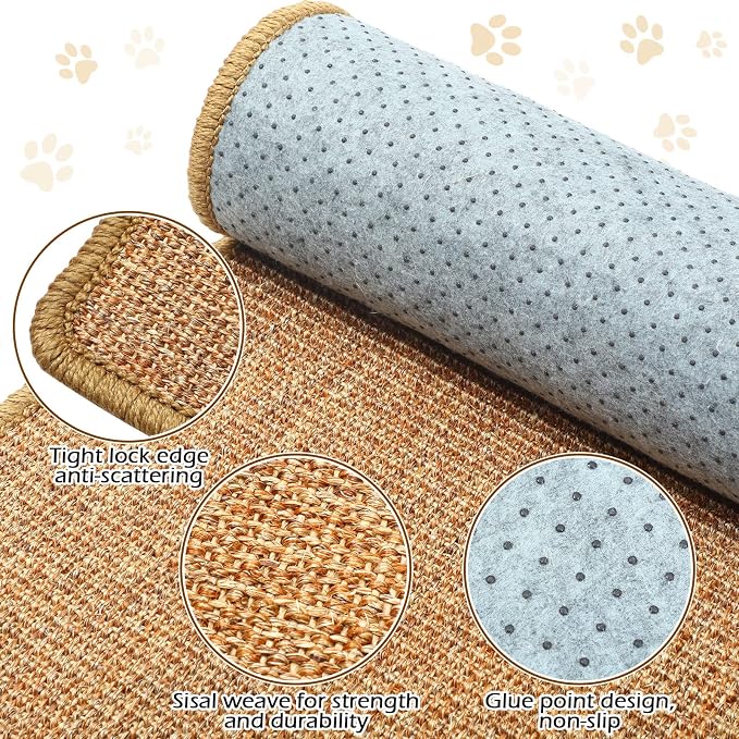 Riakrum 2 Pack 32 x 16 Inches Sisal Cat Pad Rectangular Sisal Scratch Mat - Image 3