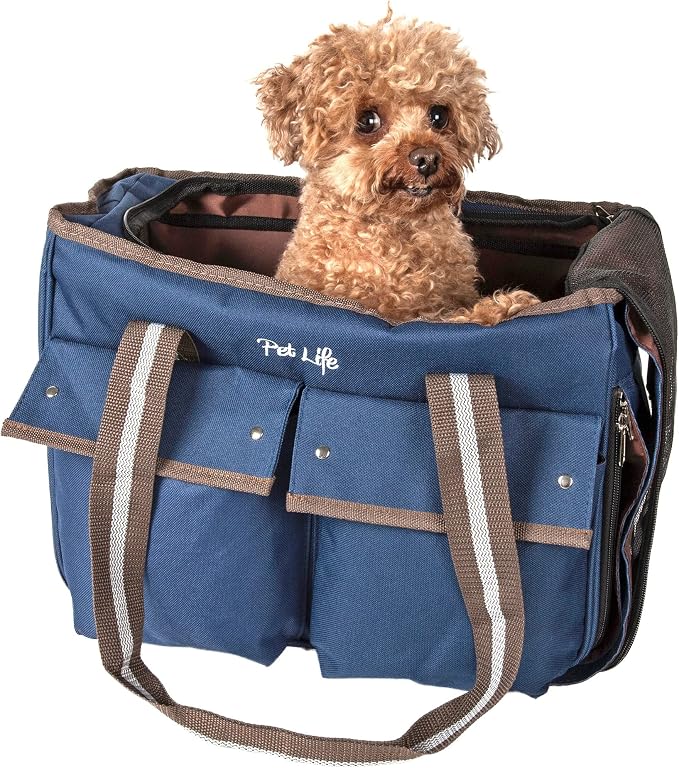 Pet Life ® Dual-Pocketed Fashion Airline Approved Pet Carrier by PET+LIFE