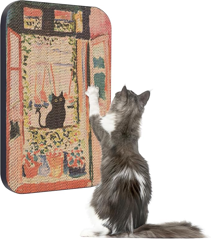 Art Cat Scratcher, Wall-Mountable Cat Scratching Board, Cat Wall Scratcher by LESISSMER