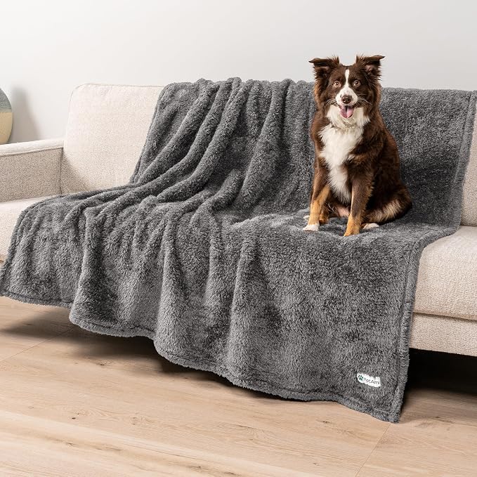 PetAmi Dog Blanket for Large Dogs Grey, Fluffy Soft Sherpa Fleece for Puppy - Image 2