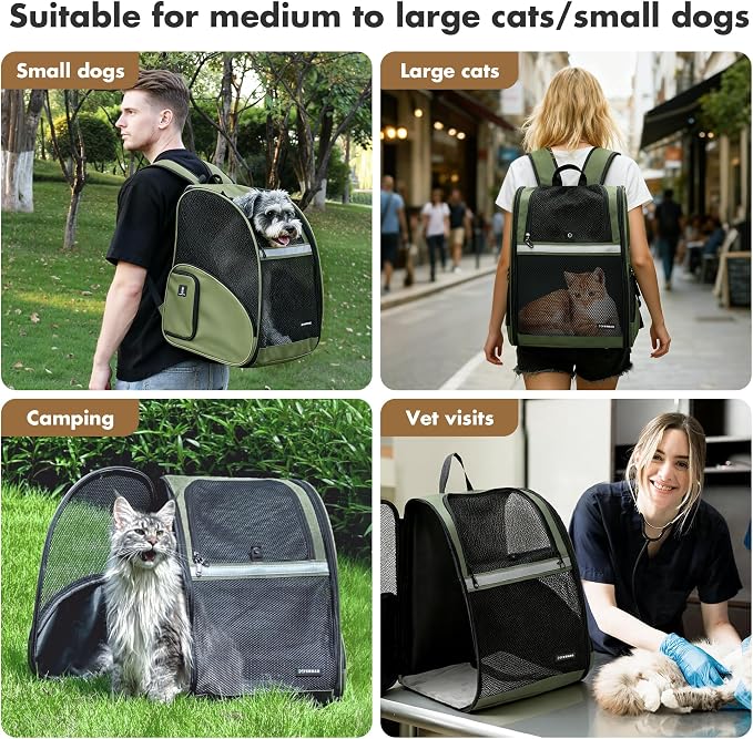 Pet Backpack Carrier, Large Cat Carrier Backpack Up to 20 Lbs - Image 7