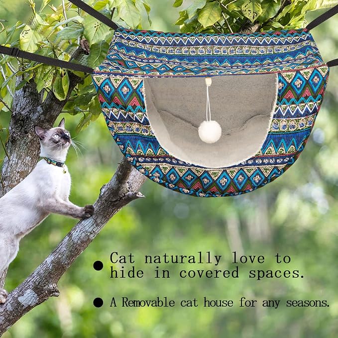 JSPYFITS Cat Cage Hammock with Ball, Double Layer Hanging Adjustable Soft Pet - Image 5