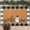 Tinideya 2 Pcs Winter Door Mat Snowman Welcome Non Slip Coir Mats Snow Black by Tinideya